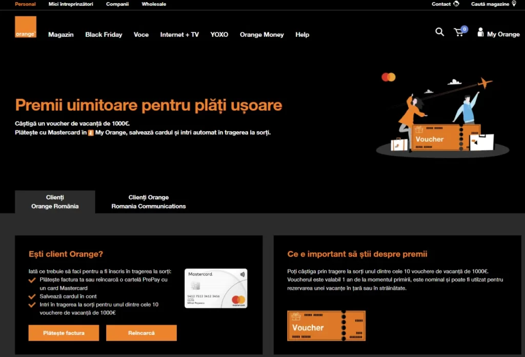 Ești client Orange? Nu rata ocazia unică de a câștiga un voucher de vacanță de 1000 de euro dacă folosești un card Mastercard în aplicația My Orange