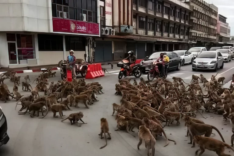 Maimuțele au pus stăpânire pe un oraș turistic. Localnicii sunt înspăimântați